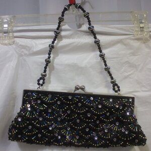 Cato Black Sequin Purse with Rhinestones